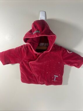 Lullaby Club Red Hooded Baby Jacket New Born Penguins Skating Winter Christmas